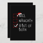 Nice Naughty Santa Hat Humor Vibe シーズンカード (正面/裏面)