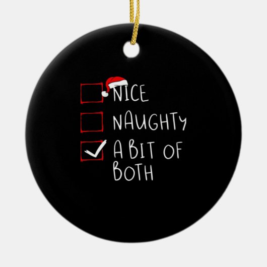 Nice Naughty Santa Hat Humor Vibe セラミックオーナメント (正面)