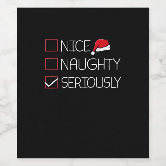 Nice Naughty Seriously Christmas Modern Style  ワインラベル (シングルラベル)