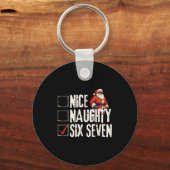 Nice Naughty Six Seven Brainrot Meme 67 Santa Funn キーホルダー (正面)