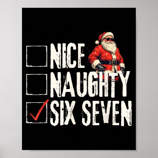 Nice Naughty Six Seven Brainrot Meme 67 Santa Funn ポスター (正面)