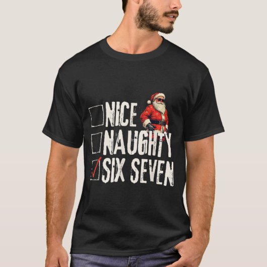 Nice Naughty Six Seven Brainrot Meme 67 Santa Funn Tシャツ (正面)