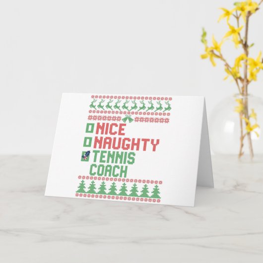 Nice Naughty Tennis Coach Christmas Matching Gift カード (黄色い花)