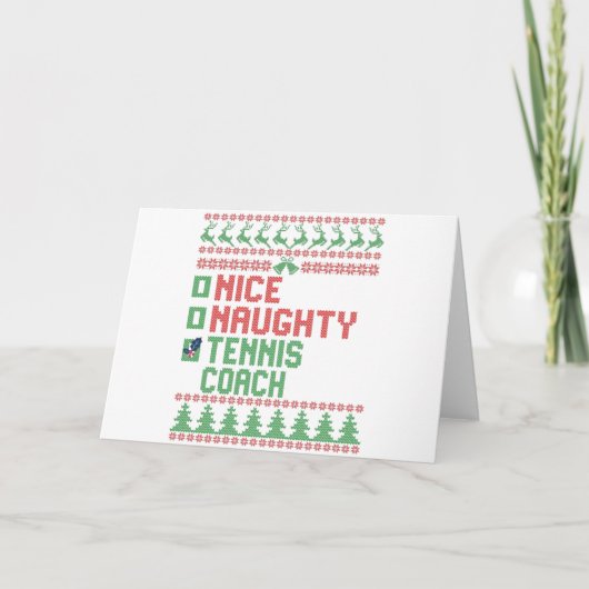 Nice Naughty Tennis Coach Christmas Matching Gift カード (正面)