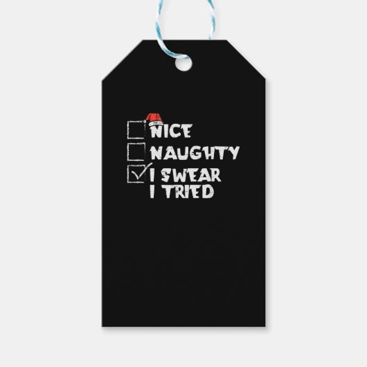 Nice Naughty Tried My Best Holiday Humor ギフトタグ (正面)