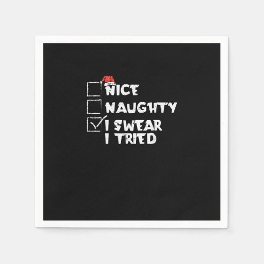 Nice Naughty Tried My Best Holiday Humor  スタンダードカクテルナプキン (正面)