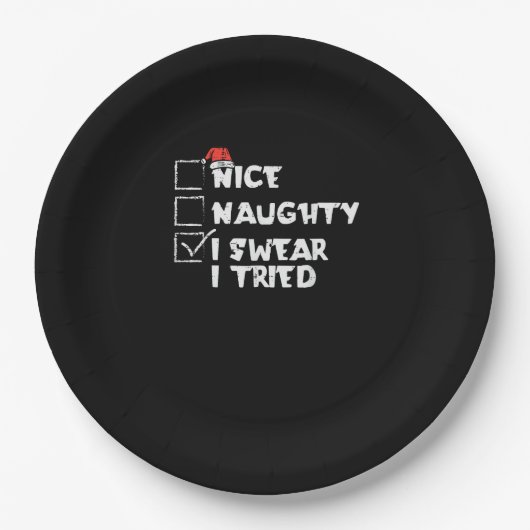 Nice Naughty Tried My Best Holiday Humor  ペーパープレート (正面)