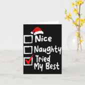 Nice Naughty Tried My Funny Christmas List Family  カード (黄色い花)