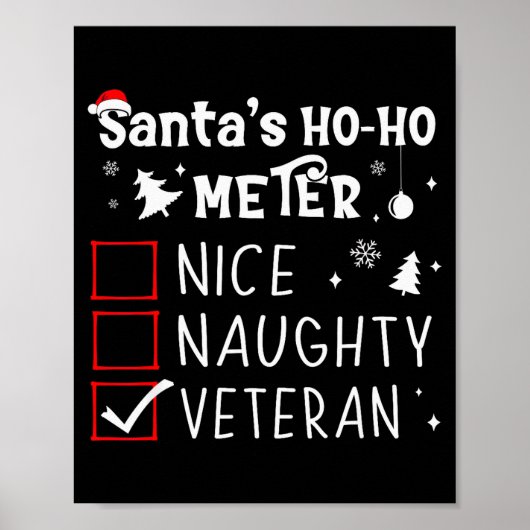 Nice Naughty Veteran Christmas List Santa Military ポスター (正面)