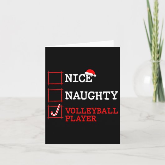 Nice Naughty Volleyll Player Christmas Santa Funny カード (正面)