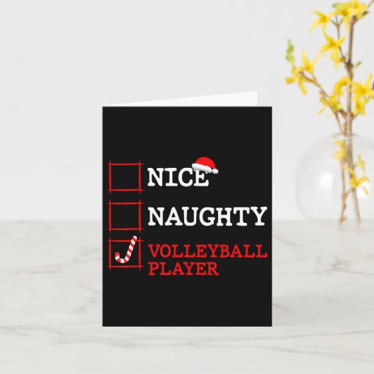 Nice Naughty Volleyll Player Christmas Santa Funny カード (黄色い花)