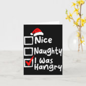 Nice Naughty Was Hungry Funny Christmas List Famil カード (黄色い花)