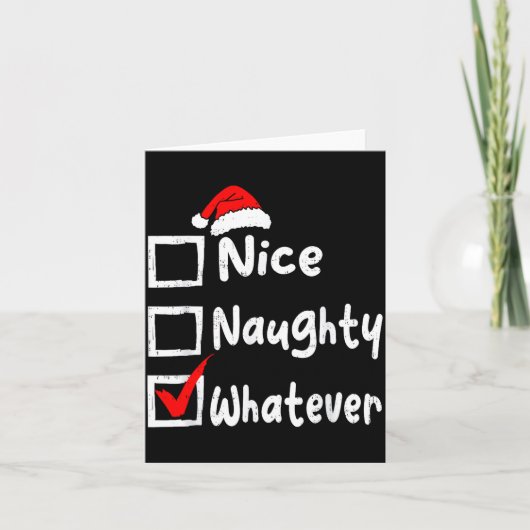 Nice Naughty Whatever Funny Christmas List Family  カード (正面)