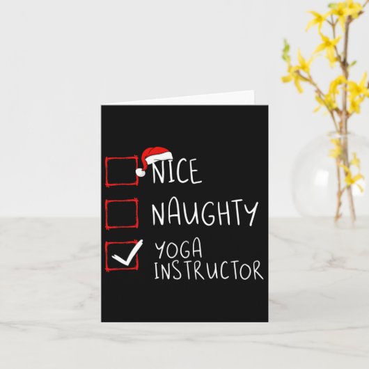 Nice Naughty Yoga Instructor Christmas List Santa  カード (黄色い花)
