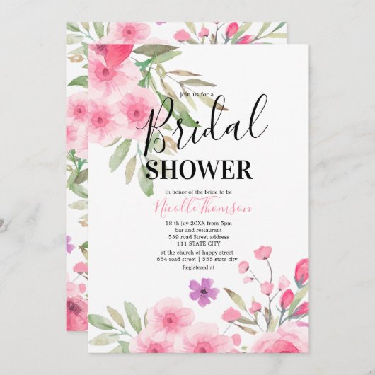 Nice pastel colored illustration of 招待状 (正面/裏面)