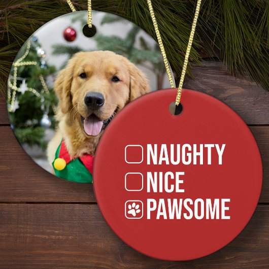Nice Pawsomeいけな Christmas List Dog Photo セラミックオーナメント