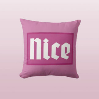 Nice Pink Box Typography Throw Pillow クッション