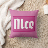 Nice Pink Box Typography Throw Pillow クッション (ブランケット)
