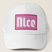 Nice Pink Box Typography Trucker Hat キャップ (正面)