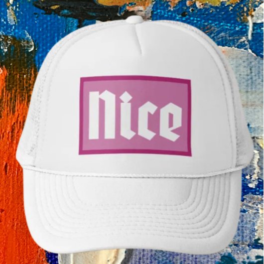 Nice Pink Box Typography Trucker Hat キャップ