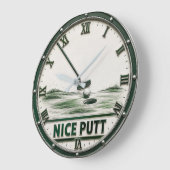 Nice Putt Golf Golfer Gift ラージ壁時計 (傾斜)