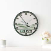Nice Putt Golf Golfer Gift ラージ壁時計 (ホーム)