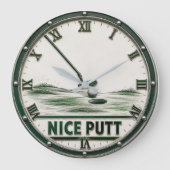 Nice Putt Golf Golfer Gift ラージ壁時計 (正面)