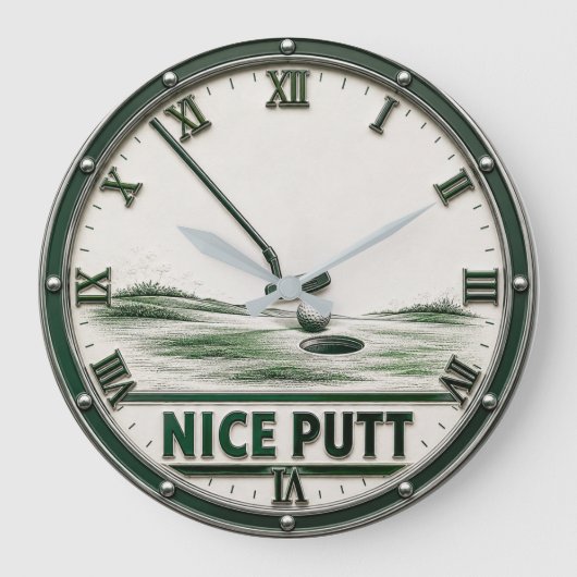 Nice Putt Golf Golfer Gift ラージ壁時計 (正面)