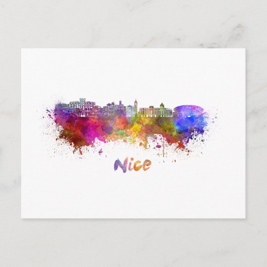 Nice skyline in watercolor ポストカード (正面)