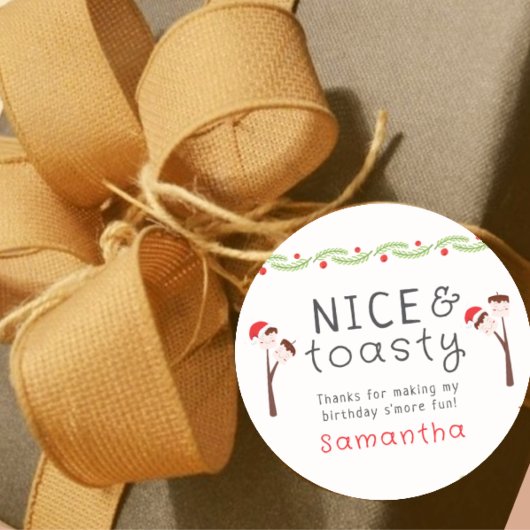 Nice S'mores Marshmallows Kids Xmas Birthday Party ラウンドシール