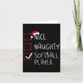 Nice Softball Player Christmas List Santa カード (正面)