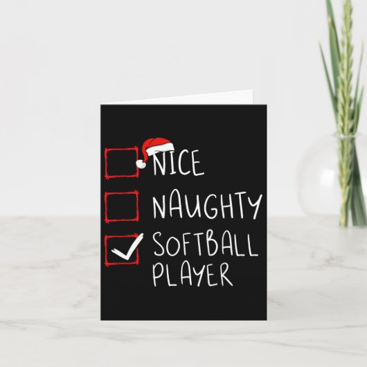 Nice Softball Player Christmas List Santa カード (正面)