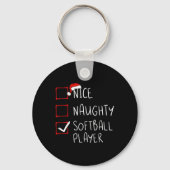 Nice Softball Player Christmas List Santa キーホルダー (正面)