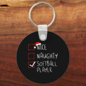 Nice Softball Player Christmas List Santa キーホルダー (正面)