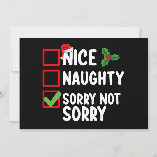Nice Sorry Not Christmasいけな List Holiday 招待状 (正面)