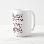 "Nice to Know You" Doodle Coffee Mug - Cute Social コーヒーマグカップ (正面右)