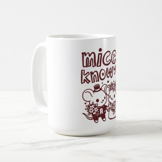 "Nice to Know You" Doodle Coffee Mug - Cute Social コーヒーマグカップ (正面左)