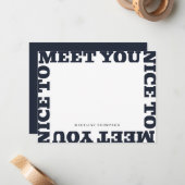 Nice To Meet You | ネイビーブルーのモダンな名前入り ノートカード (正面/裏面インサイチュ)