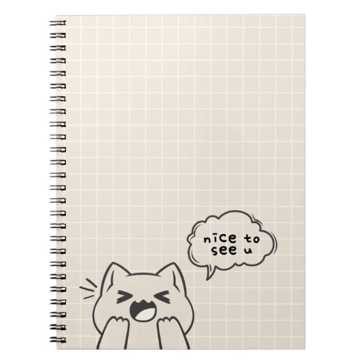 Nice to See You: 愛らしい猫の会話デザイン ノートブック (正面)