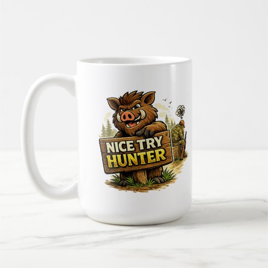 Nice Try Hunter コーヒーマグカップ (左)