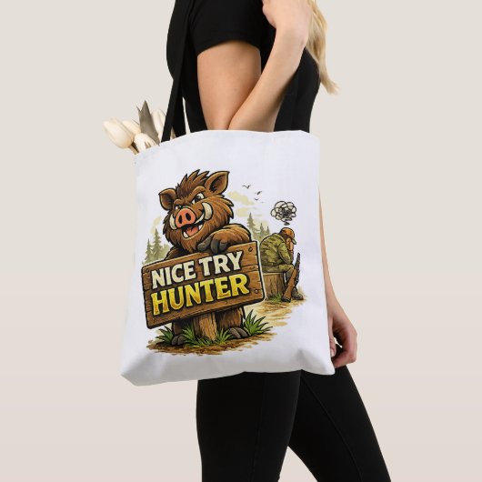 Nice Try Hunter トートバッグ (クローズアップ)