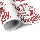 Nice Until Proven Naughty Snarky Christmas Wine ラッピングペーパー (ロールコーナー)