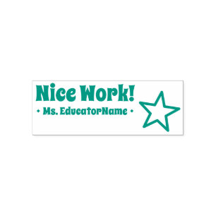 「Nice Work!」+カスタム教えの店名 セルフインキングスタンプ