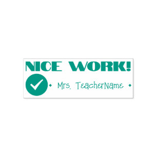 "NICE WORK!" +チューターの名前ラバースタンプ セルフインキングスタンプ