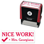 "NICE WORK!" +先生名ラバースタンプ セルフインキングスタンプ (インサイチュ)