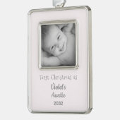 Nicece Name Year PhotoからAuntieとしてクリスマス1回目 シルバープレートフレームオーナメント (左)
