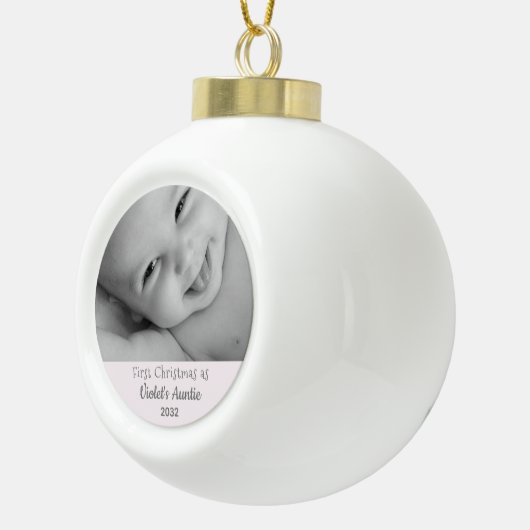 Nicece Name Year PhotoからAuntieとしてクリスマス1回目 セラミックボールオーナメント (右)