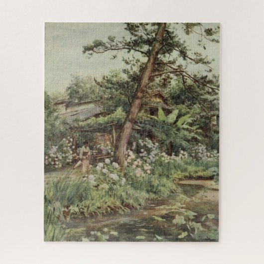 Nichi Otaniの茶庭のアジサイ ジグソーパズル (縦)