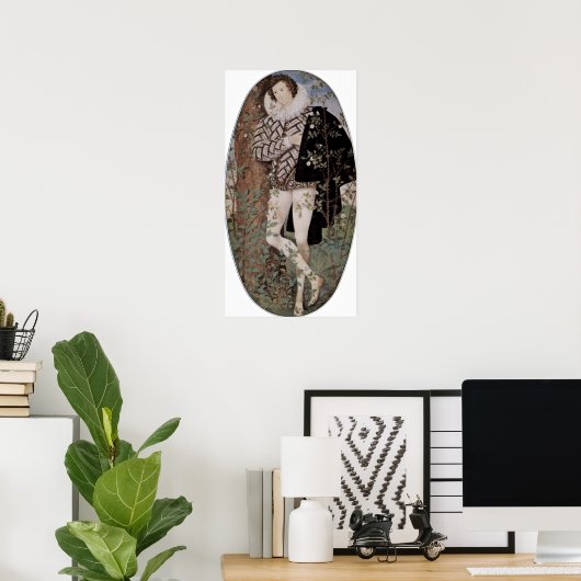 Nicholas Hilliard - Young man among the roses ポスター (ホームオフィス)