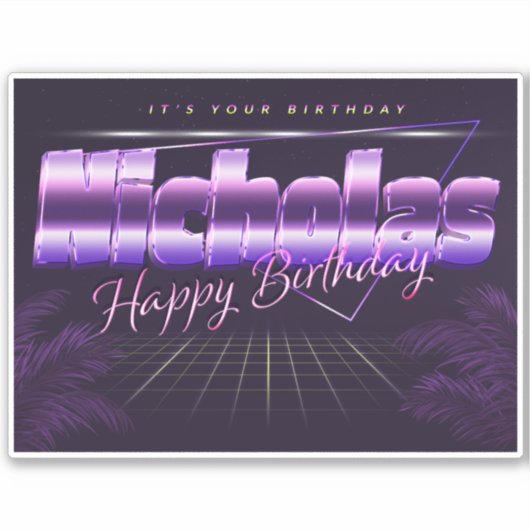 Nicholas Name Vorname retro Sticker Geburtstag シール (正面)